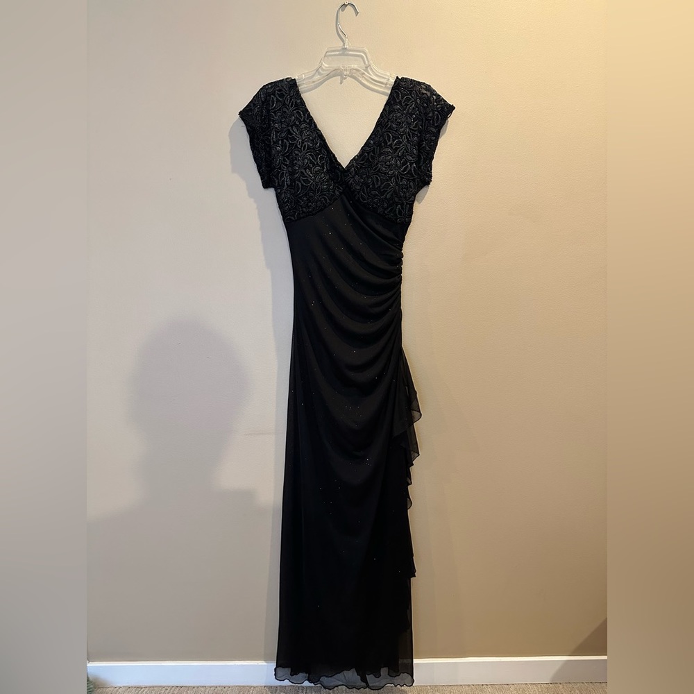 CITY TRIANGLES black sheer mesh and lace sparkle dress with undergarment.